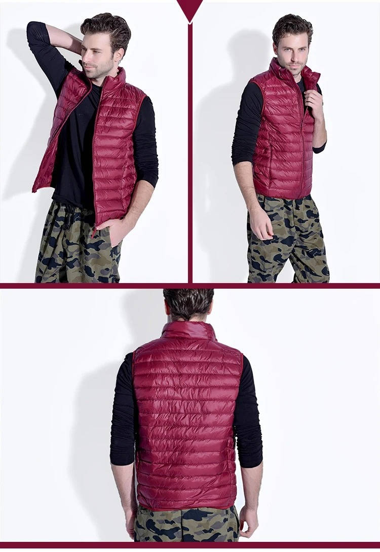 Packable Down Vest with Water Resistant Shell and Stand Collar, Machine Washable