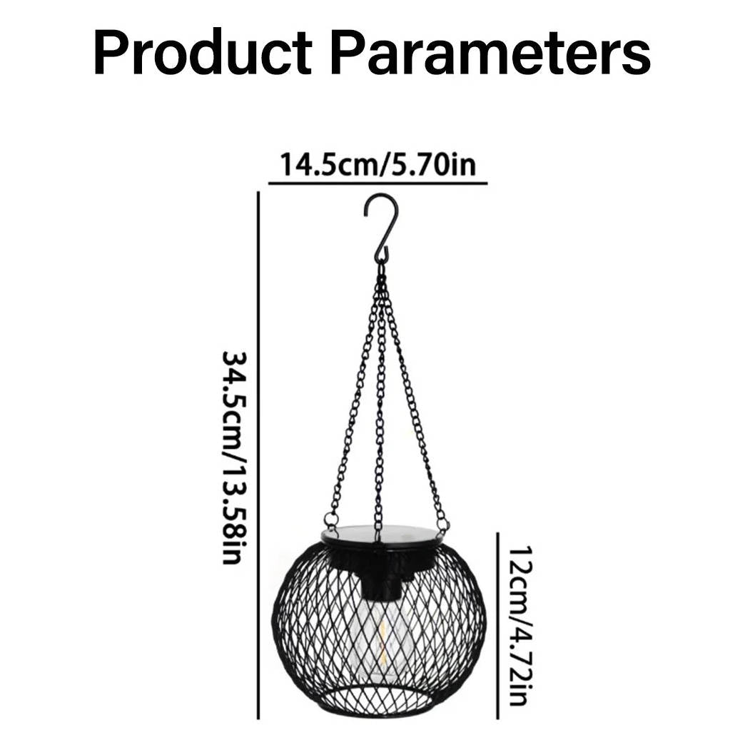 Solar Hanging Lantern with Automatic Light Sensor and 14-Hour Runtime, Warm 3000K LED
