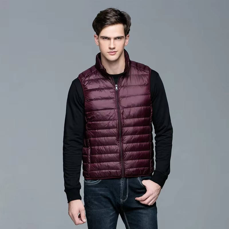 Packable Down Vest with Water Resistant Shell and Stand Collar, Machine Washable