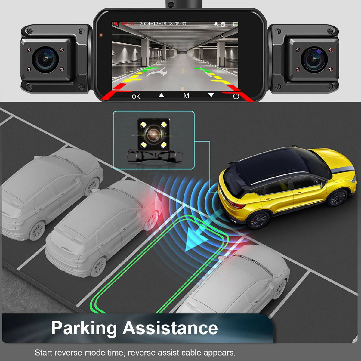 Four Camera Dash Cam System with Infrared Night Vision and Wireless App Control