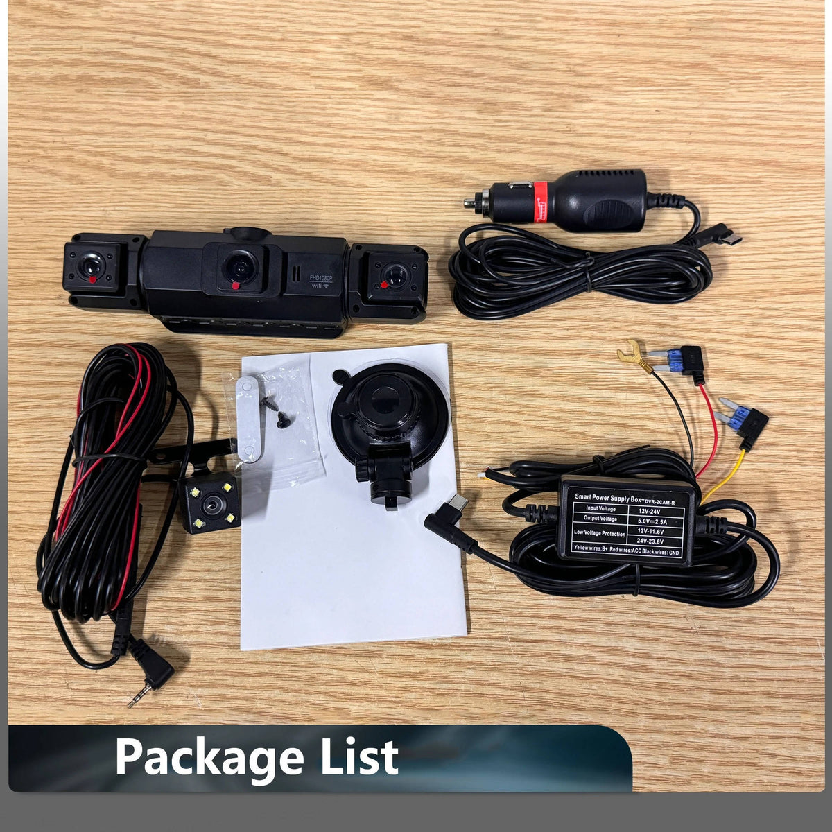 Four Camera Dash Cam System with Infrared Night Vision and Wireless App Control