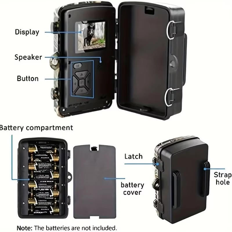 Wildlife Trail Camera with Infrared Night Vision and 16MP Photo, 1080P Video