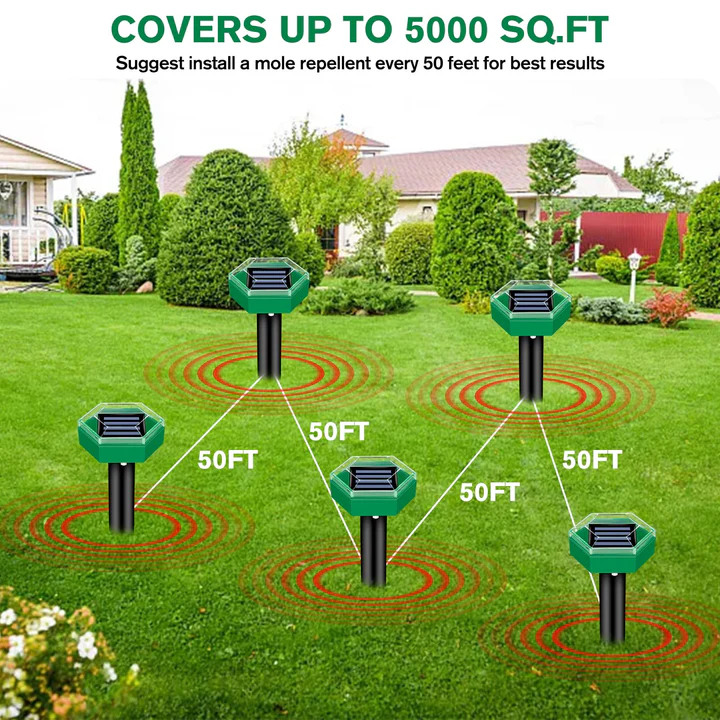 Solar Sonic Mole and Gopher Repellent Stakes, Pack of 4