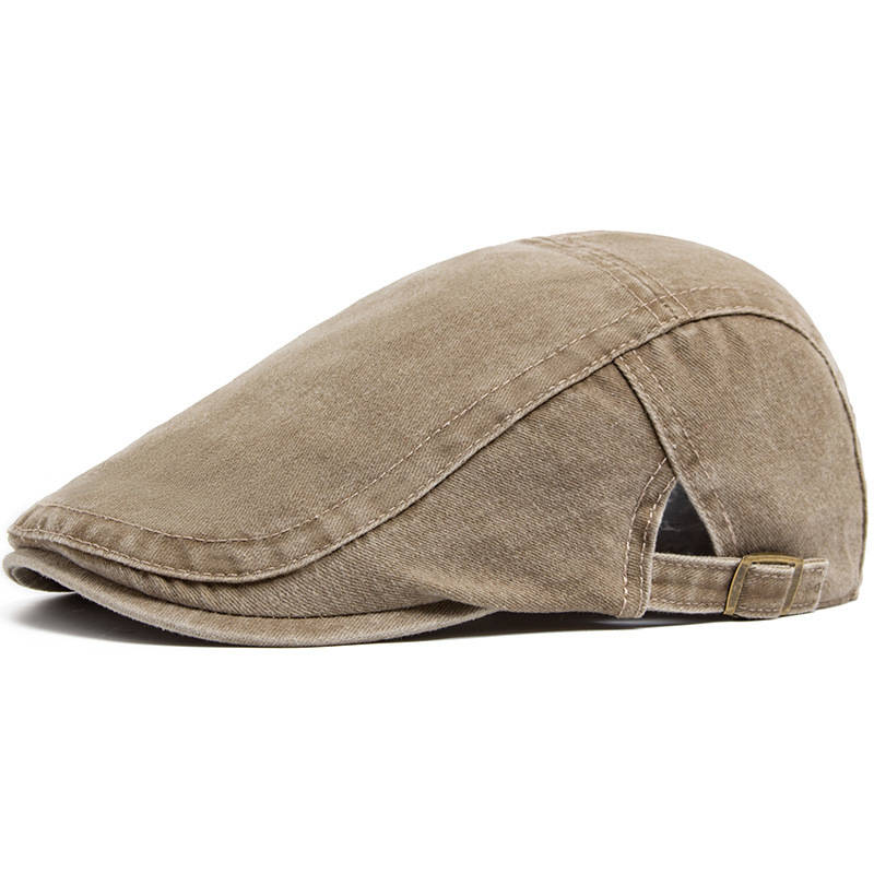 Newsboy Flat Cap with Adjustable Interior Band and Distressed Denim Finish