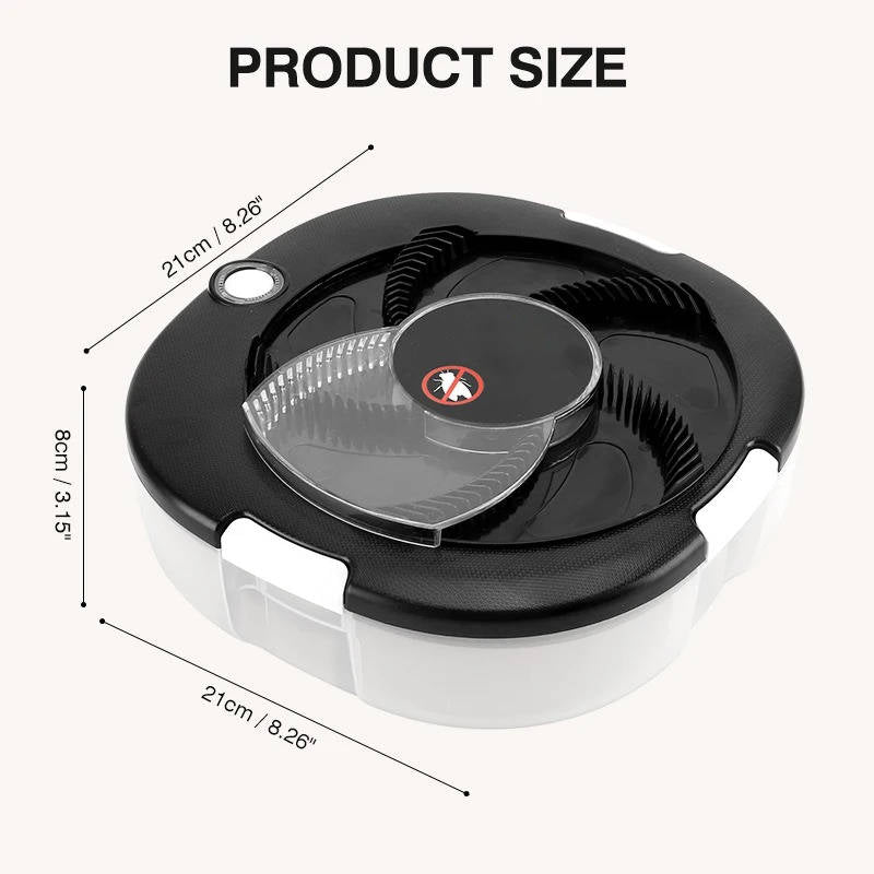 Automatic Fly Trap with Rotating Sweep Arm and USB Charging, 72-Hour Battery