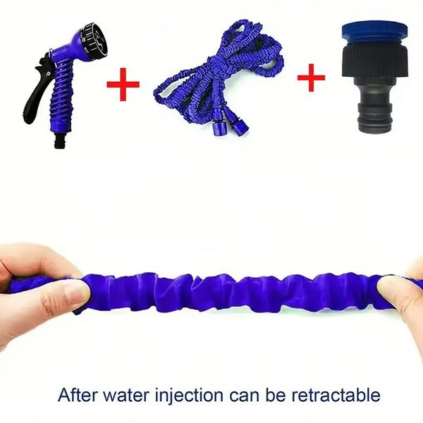 Expandable Garden Hose with Adjustable Spray Nozzle and Brass Connectors