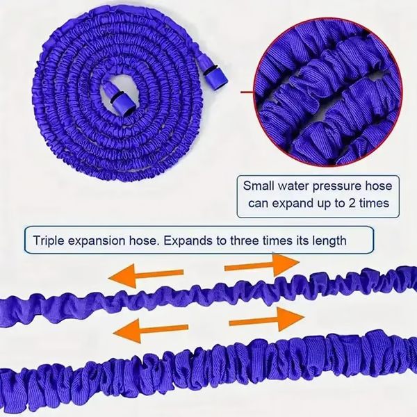 Expandable Garden Hose with Adjustable Spray Nozzle and Brass Connectors
