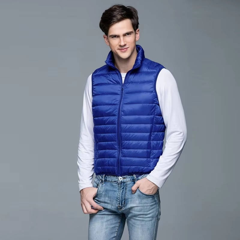 Packable Down Vest with Water Resistant Shell and Stand Collar, Machine Washable
