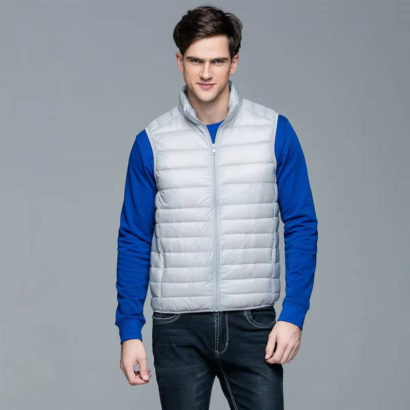 Packable Down Vest with Water Resistant Shell and Stand Collar, Machine Washable
