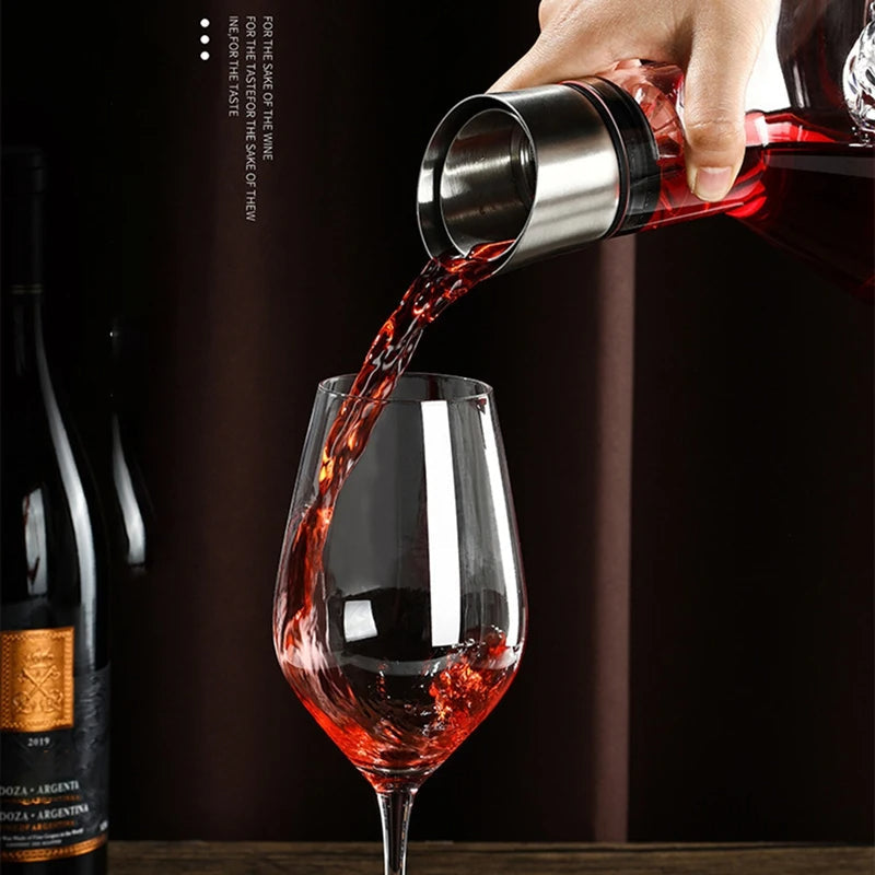 Crystal Wine Decanter with 12-Channel Aeration System and Sediment Filter, 1500ml