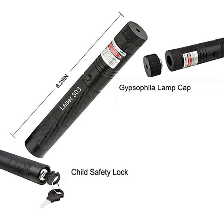 Dual Beam Laser Pointer with Adjustable Focus and Safety Lock, Rechargeable
