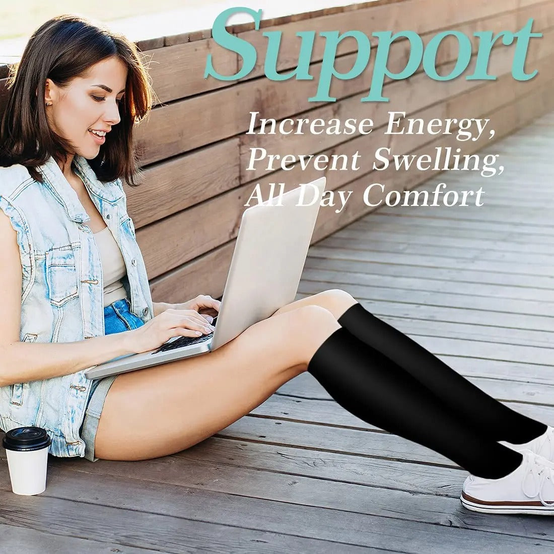 Graduated Compression Socks with Nylon Spandex Blend and Reinforced Heel, 6 Pair Pack