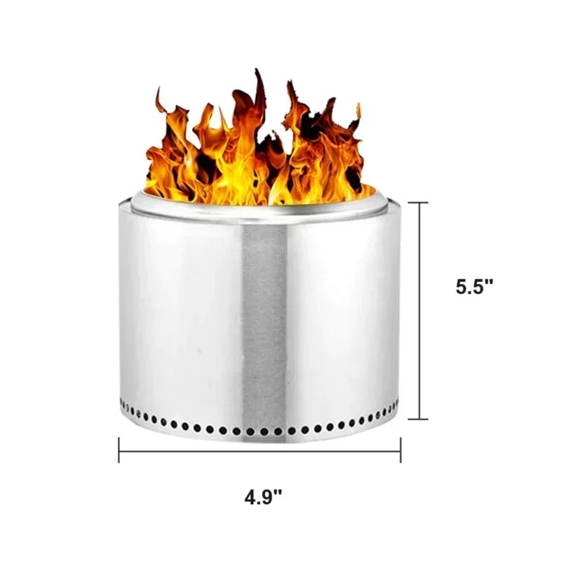 Portable Smokeless Fire Pit with Double Wall Chamber and Slide Out Ash Pan
