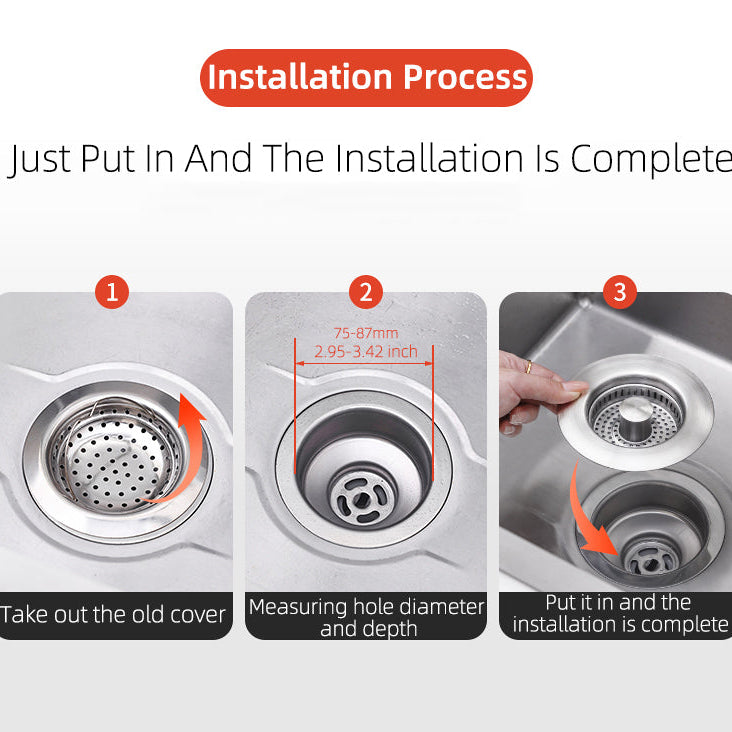 Pop Up Kitchen Sink Drain Strainer with Stainless Steel Basket Filter