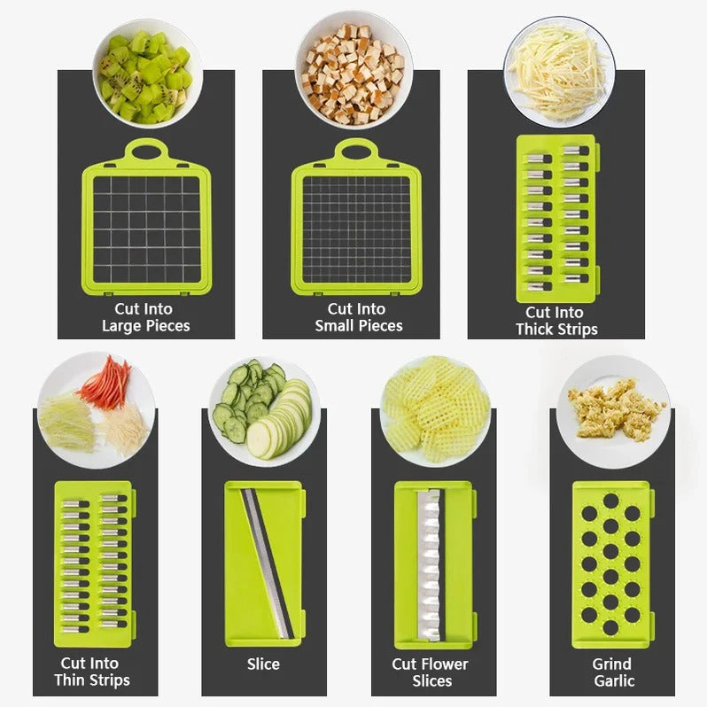 Food Prep Chopper with Multiple Attachments and Integrated Storage