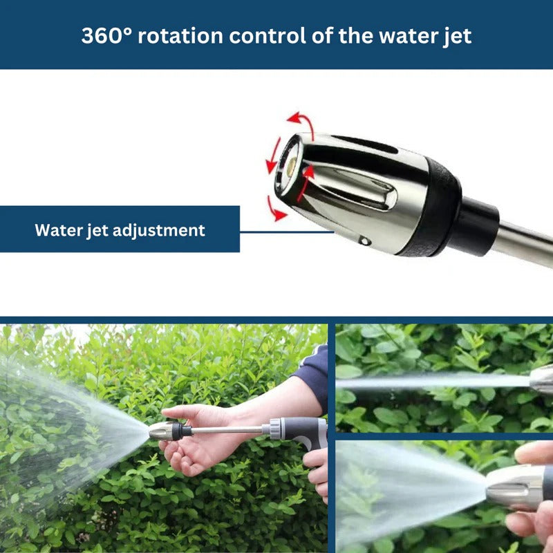 High Pressure Hose Attachment with Dual Rotating Nozzles and 360 Degree Rotation