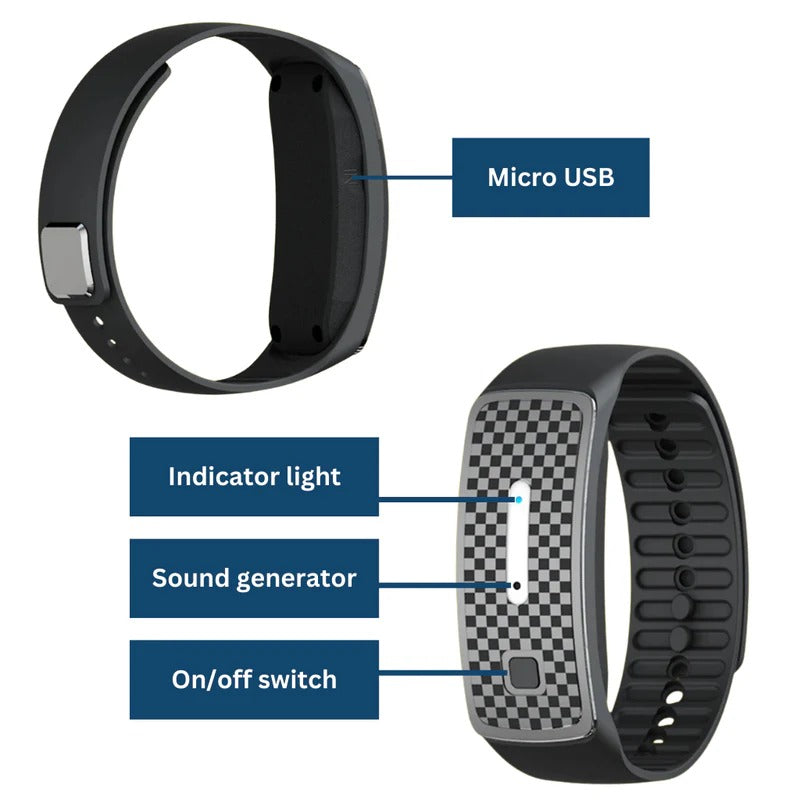 Ultrasonic Mosquito Deterrent Bracelet with 360-Degree Coverage and 7-Day Battery