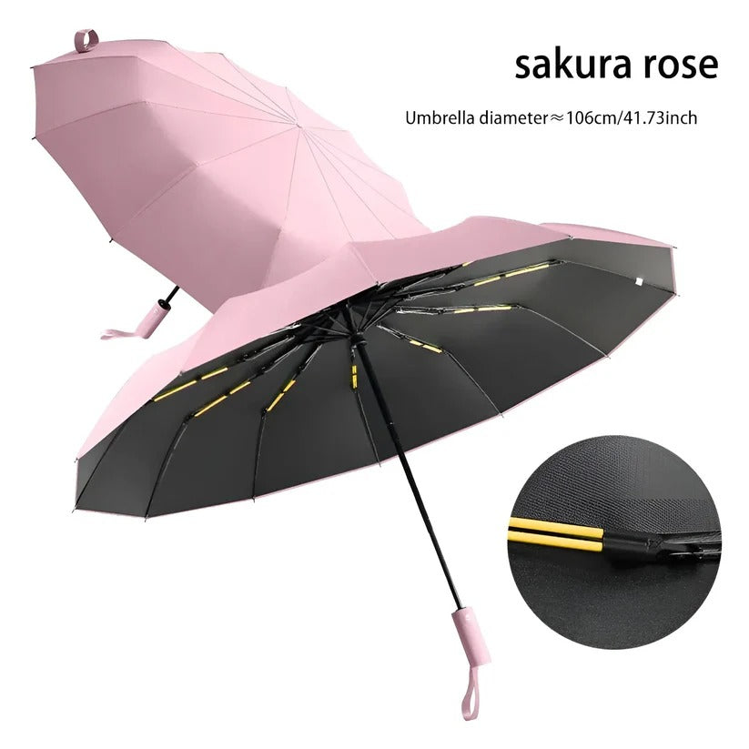 Foldable Umbrella with Reinforced Ribs and UV Blocking Canopy
