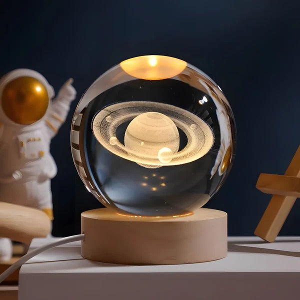 3D Celestial Engraved Sphere with LED Touch Base and Illuminated Display