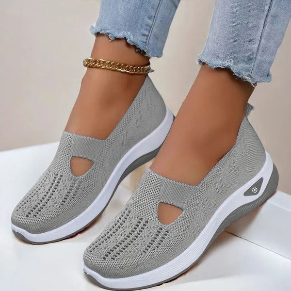 Breathable Knit Slip On Shoes with Orthopedic Support and Textured Grip Outsole