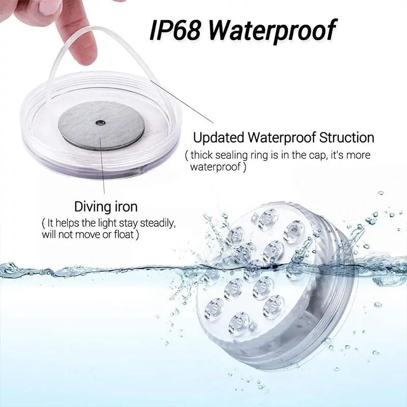 Underwater LED Light with 16-Color Remote and Multiple Mounting Options