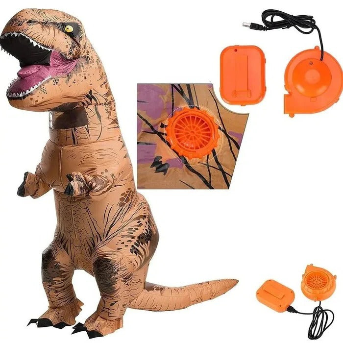 Inflatable Dinosaur Costume with Battery Powered Blower and Viewing Panel