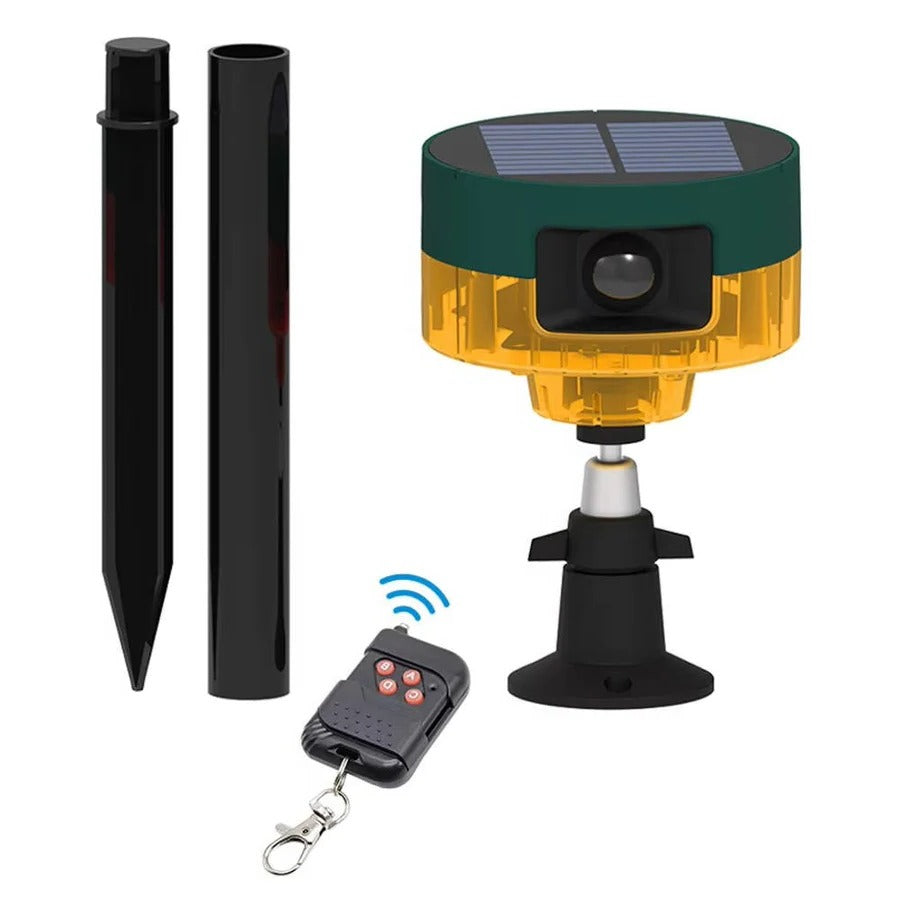 Motion Sensing Solar Wildlife Repeller with Flashing Light and 13 Sound Patterns