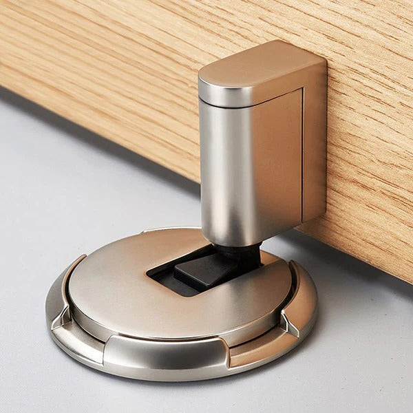 Adjustable Door Stopper with Locking Grip and Dual Installation, Zinc Alloy