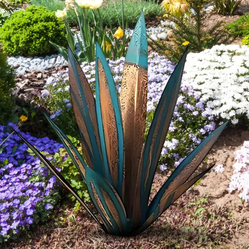 Large Metal Agave Plant Sculpture for Patios and Gardens in Seven Weather Resistant Colors