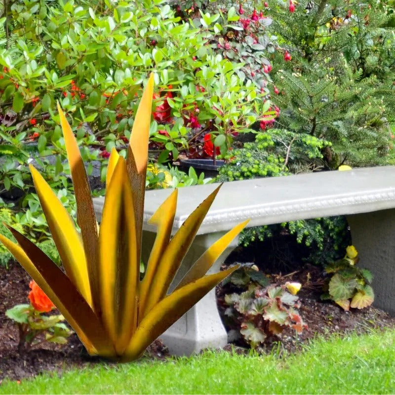 Large Metal Agave Plant Sculpture for Patios and Gardens in Seven Weather Resistant Colors
