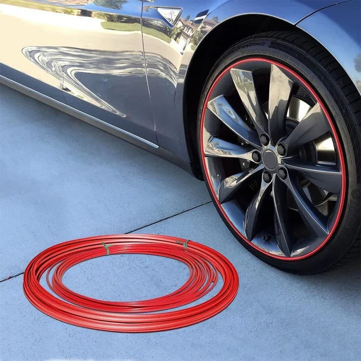 Rubber Wheel Rim Protector Strip with Adhesive Backing and Adhesive Booster, 8 Meter Roll