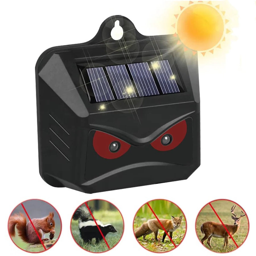 Solar Ultrasonic Animal Repeller Set of 2 with Flashing LED Lights for Yard and Garden