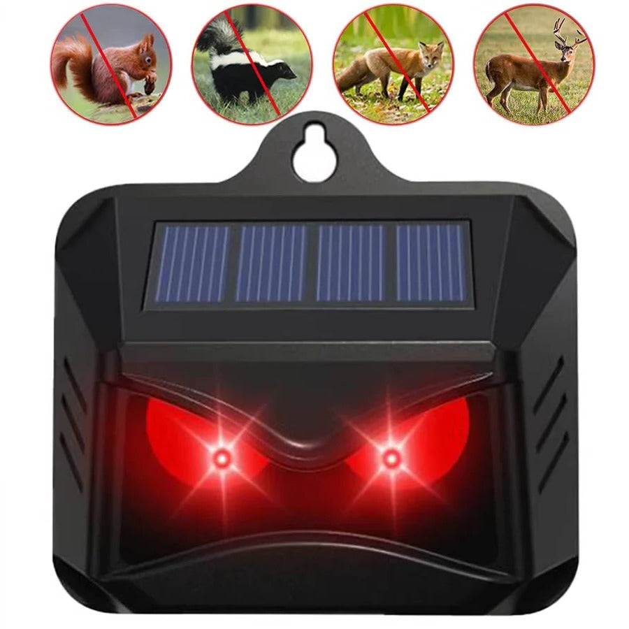 Solar Ultrasonic Animal Repeller Set of 2 with Flashing LED Lights for Yard and Garden