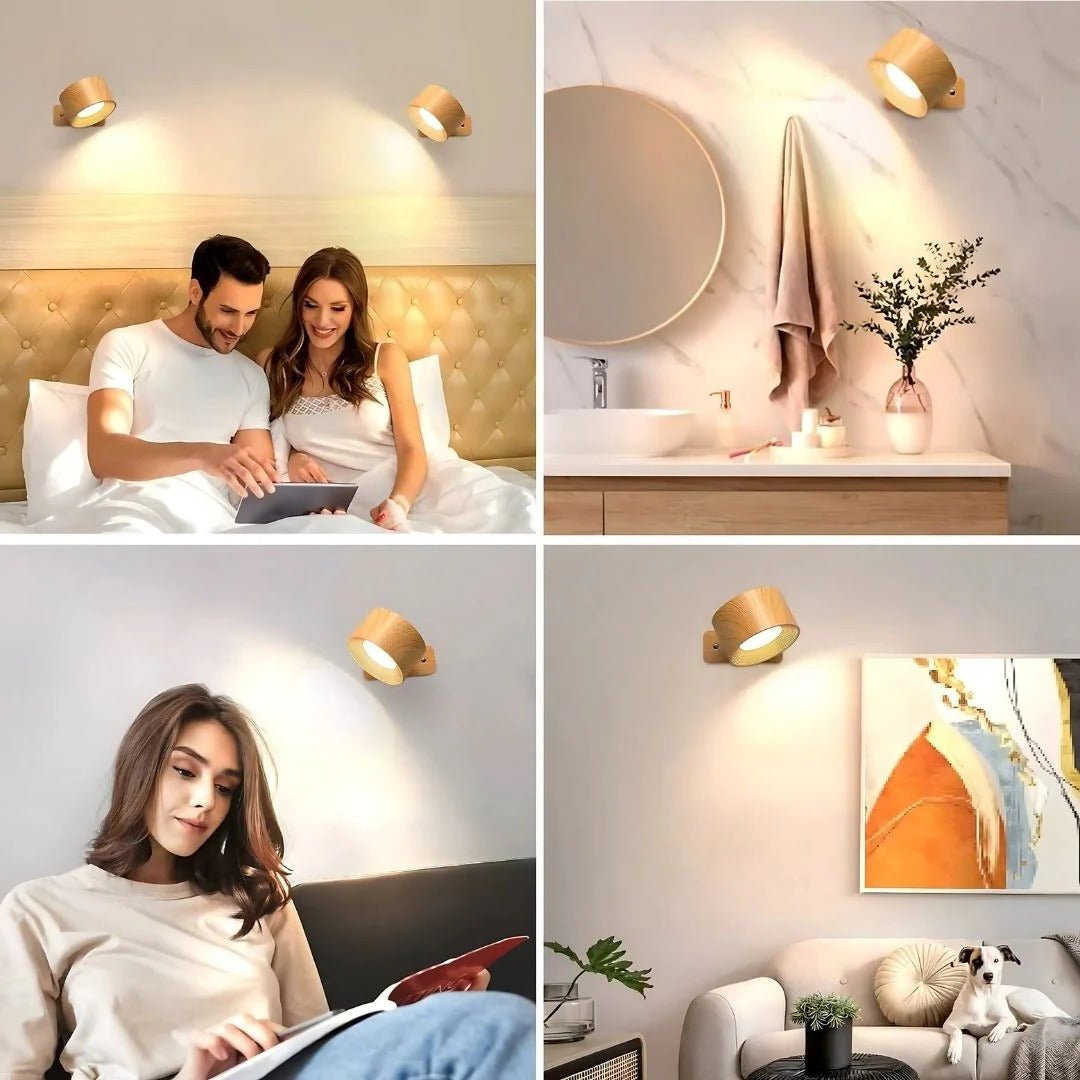 Cordless Wall Light with Magnetic Rotation and Touch Control, 3 Color Temperatures - Alverraliving