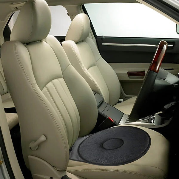 Swivel Seat Cushion with 360-Degree Rotation and Foam Padding for Cars and Office Chairs