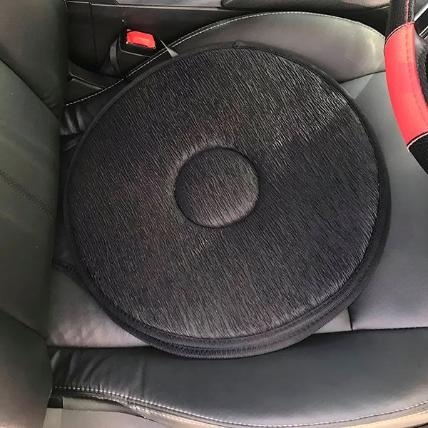 Swivel Seat Cushion with 360-Degree Rotation and Foam Padding for Cars and Office Chairs