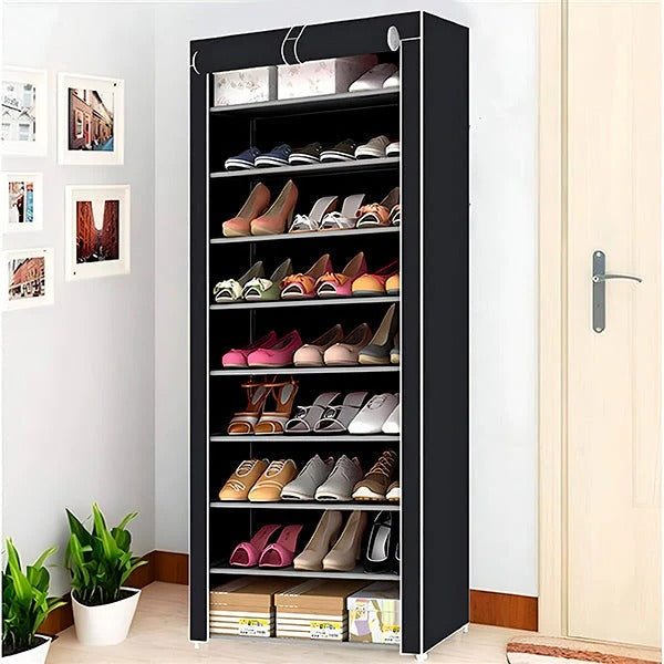Tall Slim Shoe Rack That Holds Up to 30 Pairs with Tool Free Assembly and Non Slip Base