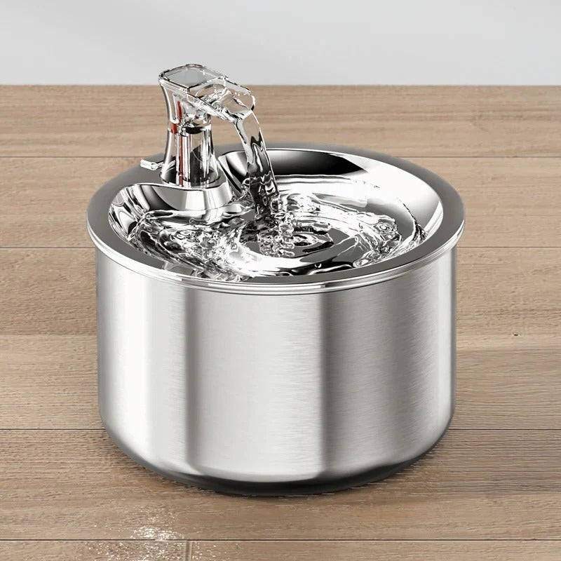Stainless Steel Cat Water Fountain with Motion Sensor and Four Layer Filter