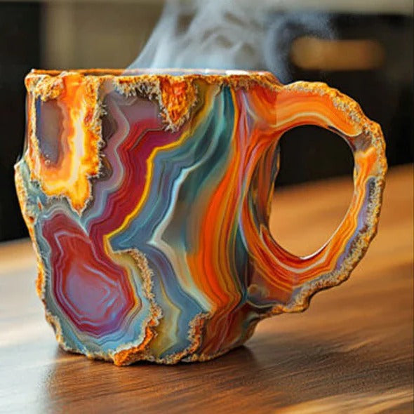 Crystal Faceted Coffee Mug with Geometric Design for Hot and Cold Beverages