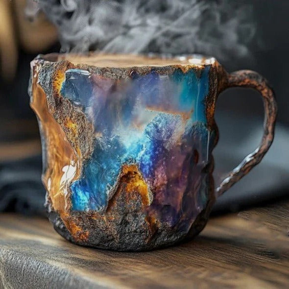 Crystal Faceted Coffee Mug with Geometric Design for Hot and Cold Beverages