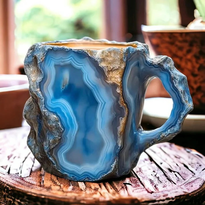 Crystal Faceted Coffee Mug with Geometric Design for Hot and Cold Beverages