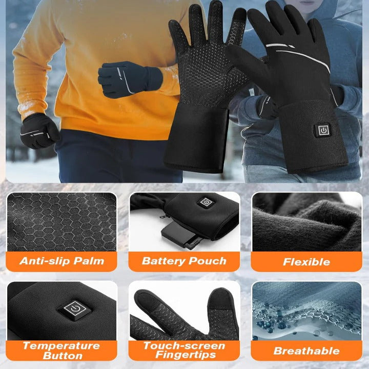 Heated Gloves with Touchscreen Fingers and Far Infrared Heat, 6-Hour Battery
