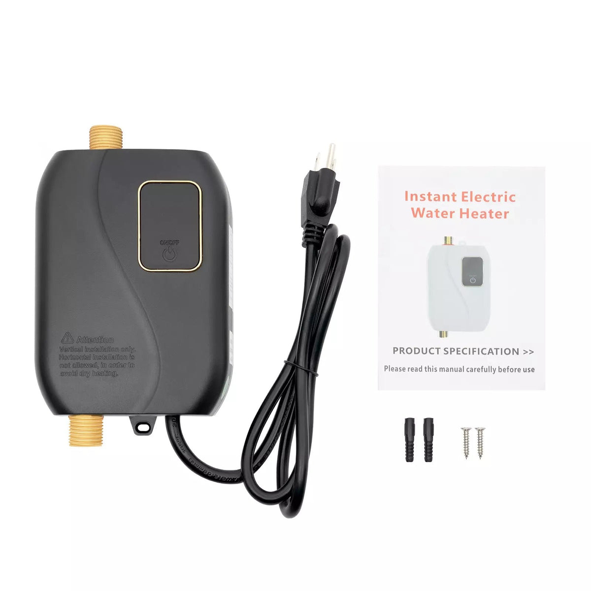 Electric Tankless Water Heater with LED Temperature Display and Safety Sensors