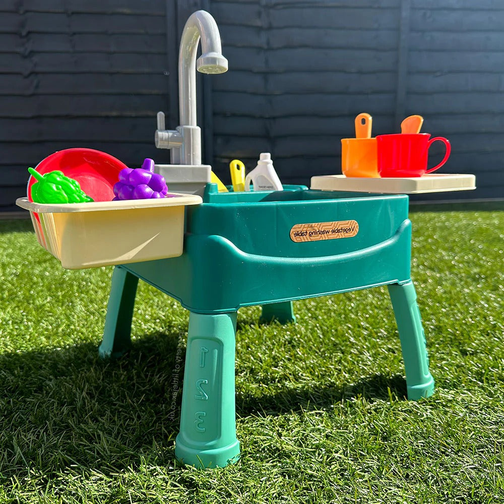 Play Sink with Battery Operated Tap and 19 Accessories, Removable Legs