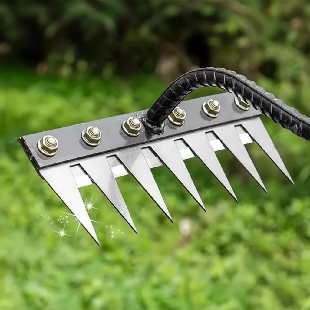 Carbon Steel Weeding Rake Head with Soft Grip Handle, 5-8 Tooth Options