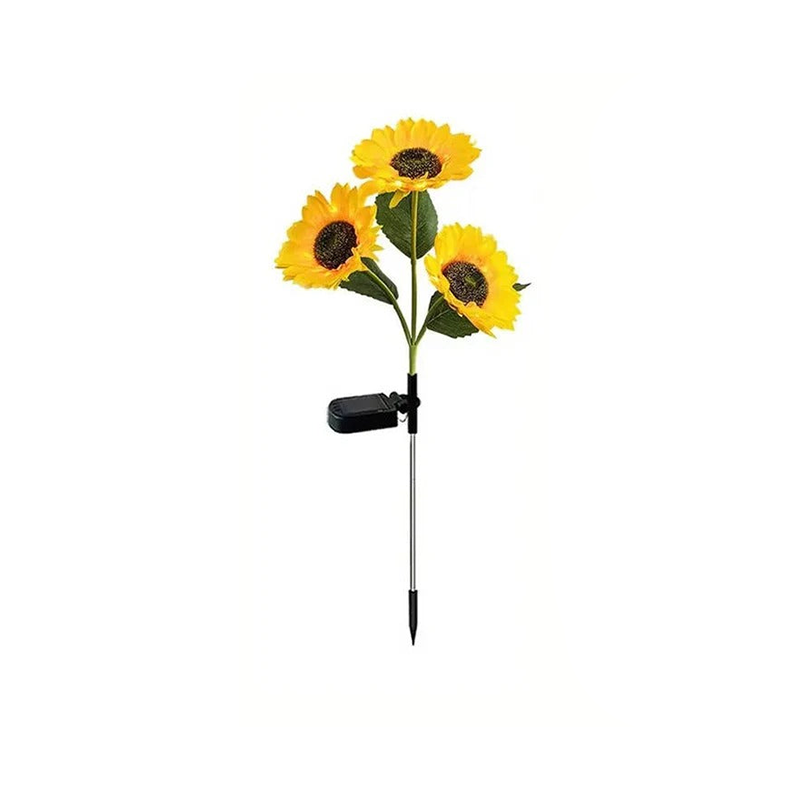 Solar Sunflower Garden Light with Adjustable Iron Stems and Auto Sensor