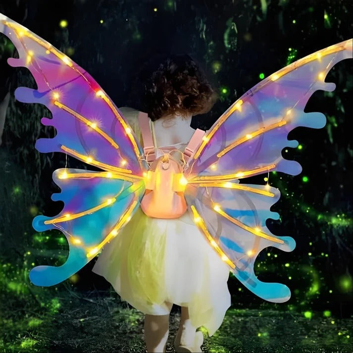 Motorized Fairy Wings with LED Lights and Sound Effects for Kids