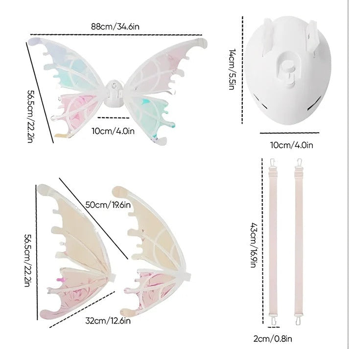 Motorized Fairy Wings with LED Lights and Sound Effects for Kids