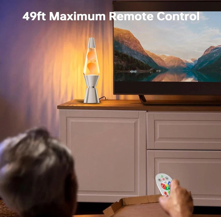 Color Changing Lava Lamp with Wireless Remote Control and LED Heating, 17 Colors