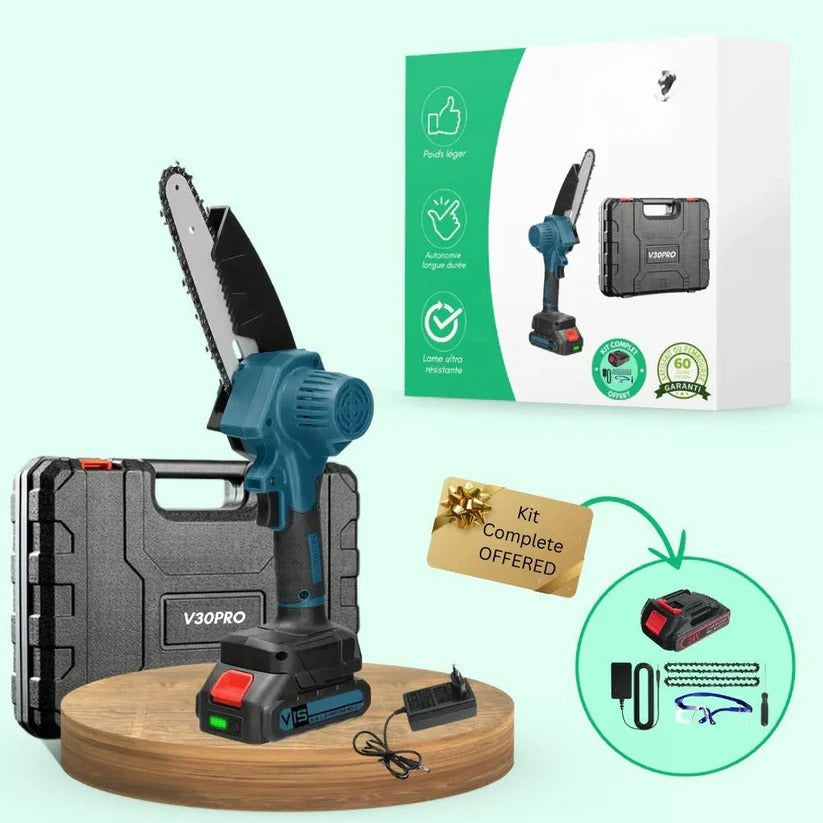 Cordless Electric Chainsaw with 1000W Motor and 30-Minute Battery Runtime
